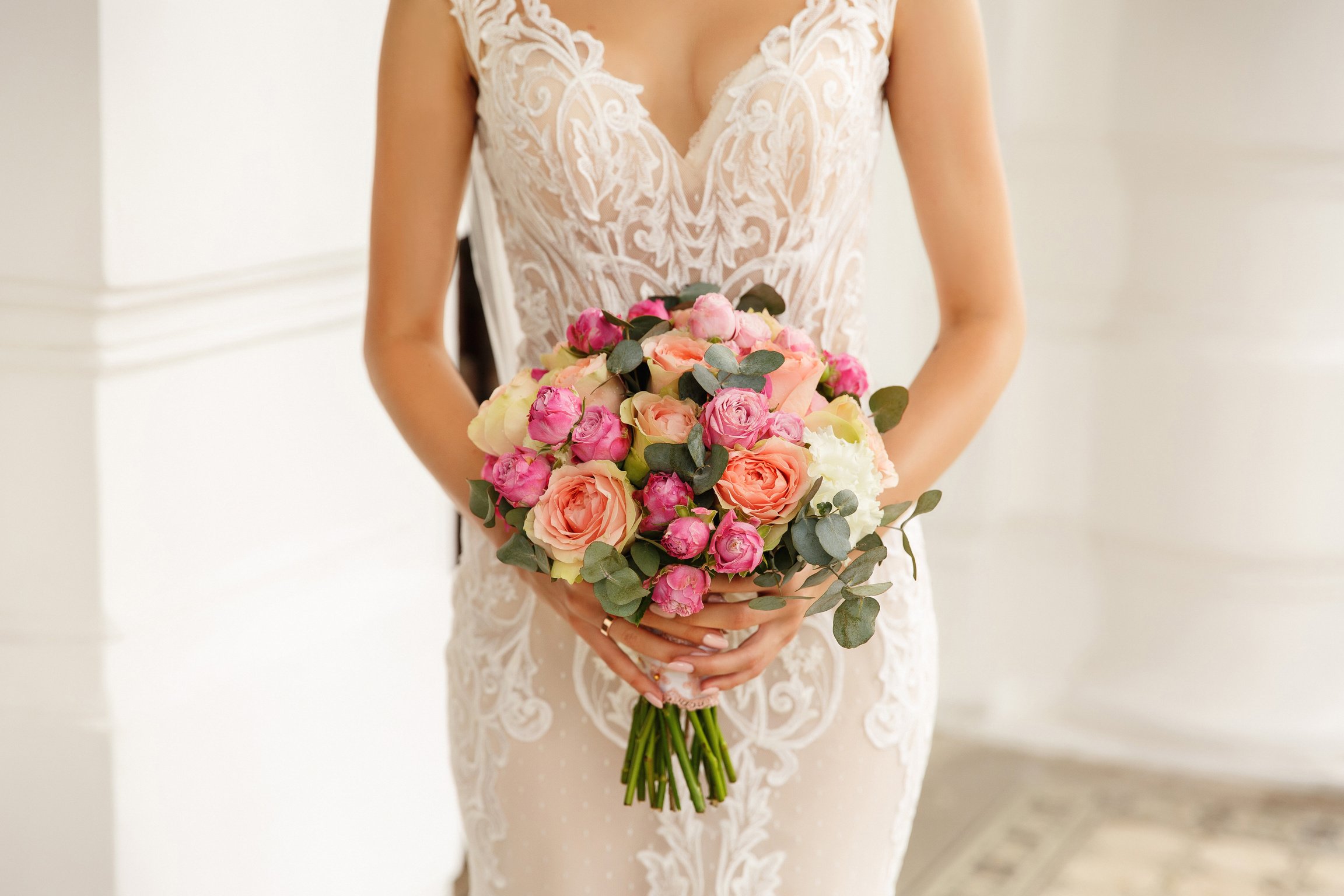 Wedding. Bride with wedding bouquet